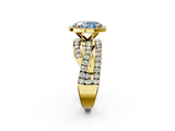 Yellow gold Fancy Blue Oval  Cut Halo Split Shank Prong Setting Ring_60