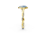 Yellow gold Fancy Blue Oval Cut Halo Twist Band with Four-Prong Setting_14