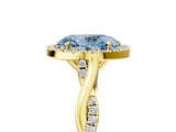 Yellow gold Fancy Blue Oval Cut Halo Twist Band with Four-Prong Setting_17
