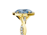 Yellow gold Fancy Blue Oval  Cut Halo Twisted Band Four-Prong Ring_25