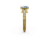 Yellow gold Fancy Blue Oval  Cut Milgrain Channel Set Engagement Ring with Solitaire Prong Setting_70