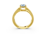 Yellow gold Fancy Blue Oval  Cut Milgrain Channel Set Engagement Ring with Solitaire Prong Setting_71