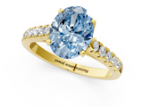 Yellow gold Fancy Blue Oval  Cut Pavé Band Solitaire Ring with Four-Prong Setting_43