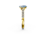 Yellow gold Fancy Blue Oval  Cut Pavé Band Solitaire Ring with Four-Prong Setting_44