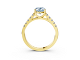 Yellow gold Fancy Blue Oval  Cut Pavé Band Solitaire Ring with Four-Prong Setting_45
