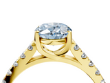 Yellow gold Fancy Blue Oval  Cut Pavé Band Solitaire Ring with Four-Prong Setting_46