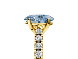 Yellow gold Fancy Blue Oval  Cut Pavé Band Solitaire Ring with Four-Prong Setting_47