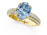 Yellow gold Fancy Blue Oval  Cut Pave Diamond Engagement Ring with Channel Set Band and Four-Prong Setting_21