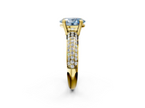 Yellow gold Fancy Blue Oval  Cut Pave Diamond Engagement Ring with Channel Set Band and Four-Prong Setting_22