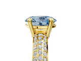 Yellow gold Fancy Blue Oval  Cut Pave Diamond Engagement Ring with Channel Set Band and Four-Prong Setting_25