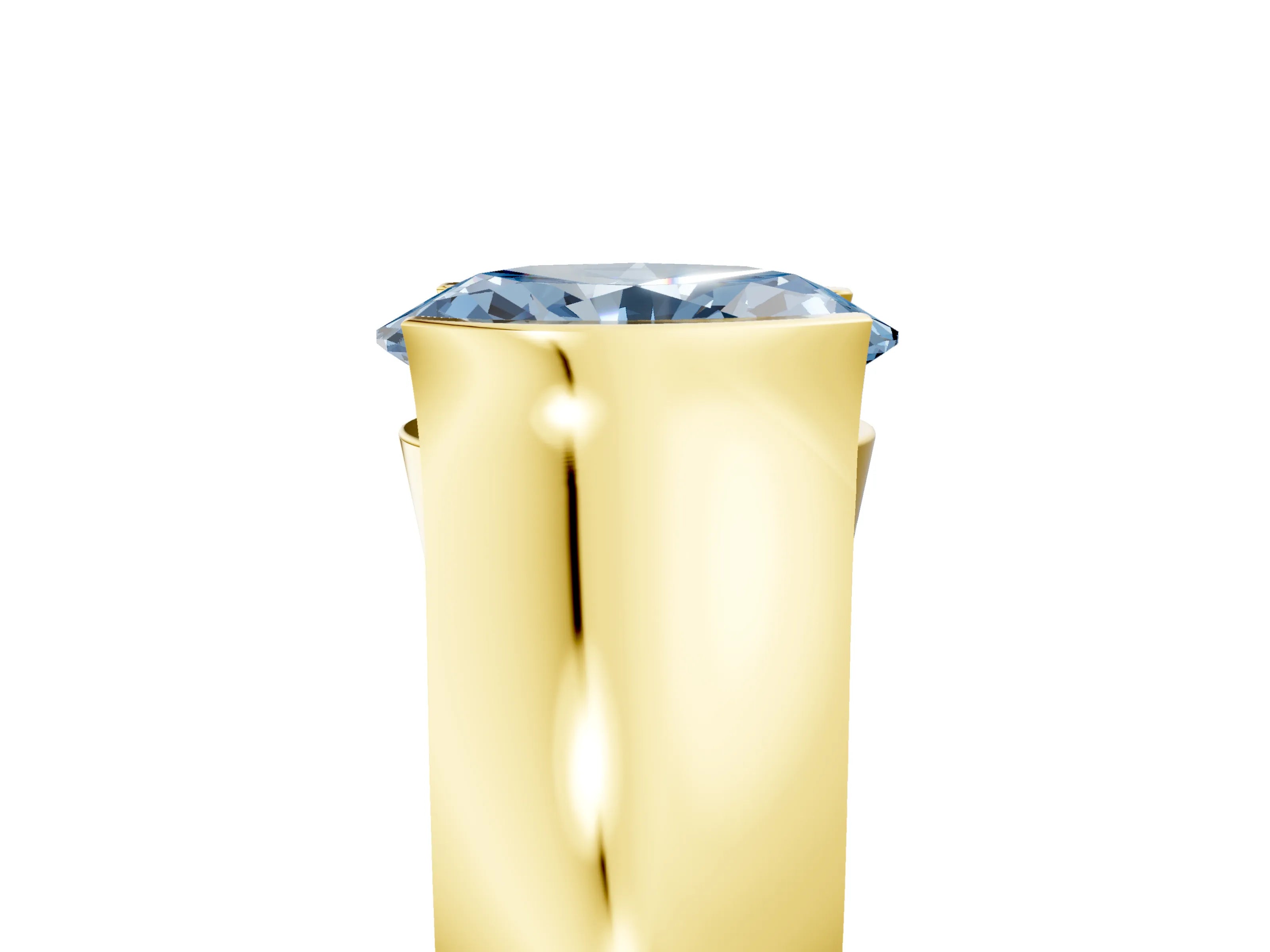 Yellow gold Fancy Blue Oval Cut Solitaire Bezel Set Diamond Ring with Wide Band_5