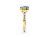 Yellow gold Fancy Blue Oval Cut Solitaire Diamond Engagement Ring with Pavé Band and Six-Prong Setting_14