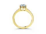 Yellow gold Fancy Blue Oval Cut Solitaire Diamond Engagement Ring with Pavé Band and Six-Prong Setting_15