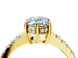 Yellow gold Fancy Blue Oval Cut Solitaire Diamond Engagement Ring with Pavé Band and Six-Prong Setting_16