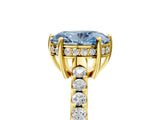 Yellow gold Fancy Blue Oval Cut Solitaire Diamond Engagement Ring with Pavé Band and Six-Prong Setting_17