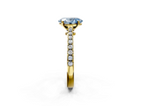 Yellow gold Fancy Blue Oval  Cut Solitaire Diamond Engagement Ring with Pave Band and Four-Prong Setting_165