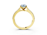 Yellow gold Fancy Blue Oval  Cut Solitaire Diamond Engagement Ring with Pave Band and Four-Prong Setting_166