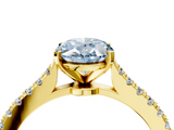 Yellow gold Fancy Blue Oval  Cut Solitaire Diamond Engagement Ring with Pave Band and Four-Prong Setting_167