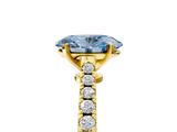 Yellow gold Fancy Blue Oval  Cut Solitaire Diamond Engagement Ring with Pave Band and Four-Prong Setting_168
