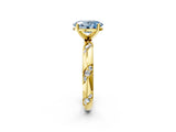Yellow gold Fancy Blue Oval Cut Solitaire Diamond Engagement Ring with Twisted Pave Band and Four-Prong Setting_5