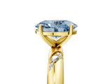 Yellow gold Fancy Blue Oval Cut Solitaire Diamond Engagement Ring with Twisted Pave Band and Four-Prong Setting_8