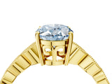 Yellow gold Fancy Blue Oval Cut Solitaire Diamond Ring with Infinity Twist Band and Four-Prong Setting_4