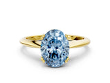 Yellow gold Fancy Blue Oval Cut Solitaire Diamond Ring with Six-Prong Setting and Classic Band_12