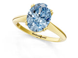 Yellow gold Fancy Blue Oval Cut Solitaire Diamond Ring with Six-Prong Setting and Classic Band_13