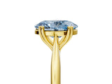 Yellow gold Fancy Blue Oval Cut Solitaire Diamond Ring with Six-Prong Setting and Classic Band_17