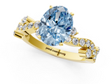 Yellow gold Fancy Blue Oval  Cut Solitaire Diamond Twisted Band with Pave Setting_29