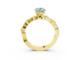 Yellow gold Fancy Blue Oval  Cut Solitaire Diamond Twisted Band with Pave Setting_31
