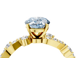 Yellow gold Fancy Blue Oval  Cut Solitaire Diamond Twisted Band with Pave Setting_32