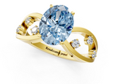 Yellow gold Fancy Blue Oval  Cut Solitaire Diamond with Side Stones on Criss-Cross Band and Four-Prong Setting_4