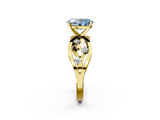 Yellow gold Fancy Blue Oval  Cut Solitaire Diamond with Side Stones on Criss-Cross Band and Four-Prong Setting_5