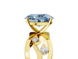 Yellow gold Fancy Blue Oval  Cut Solitaire Diamond with Side Stones on Criss-Cross Band and Four-Prong Setting_8