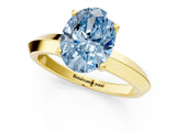 Yellow gold Fancy Blue Oval  Cut Solitaire Engagement Ring with Flat Band and Four-Prong Setting 1