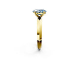Yellow gold Fancy Blue Oval  Cut Solitaire Engagement Ring with Flat Band and Four-Prong Setting 2