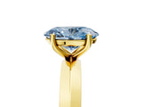 Yellow gold Fancy Blue Oval  Cut Solitaire Engagement Ring with Flat Band and Four-Prong Setting 5