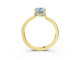 Yellow gold Fancy Blue Oval  Cut Solitaire Engagement Ring with Four-Prong Setting on a Classic Band_23