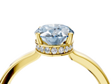 Yellow gold Fancy Blue Oval  Cut Solitaire Engagement Ring with Four-Prong Setting on a Classic Band_24