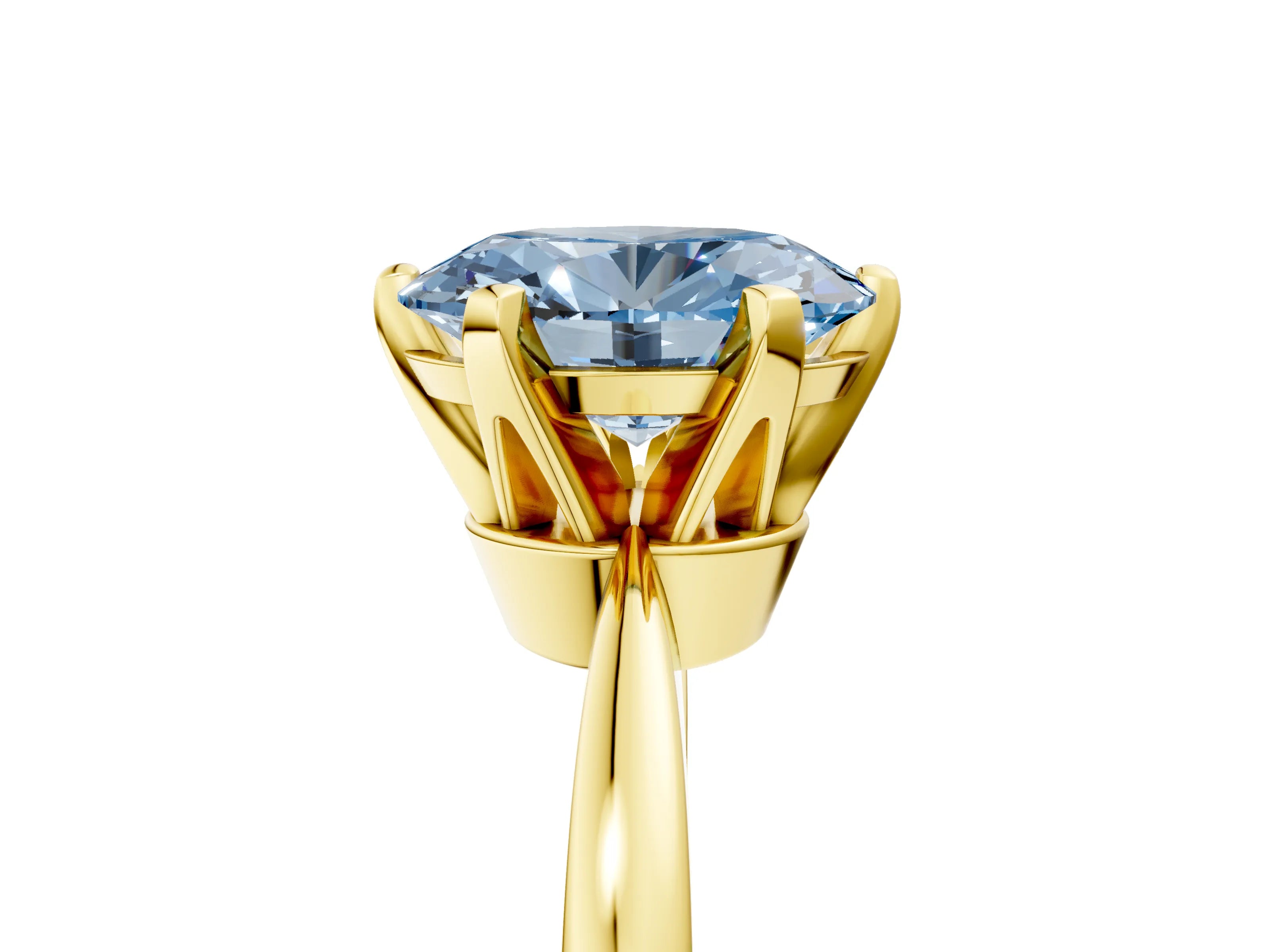 Yellow gold Fancy Blue Oval Cut Solitaire Engagement Ring with Six-Prong Setting and Tapered Band_5