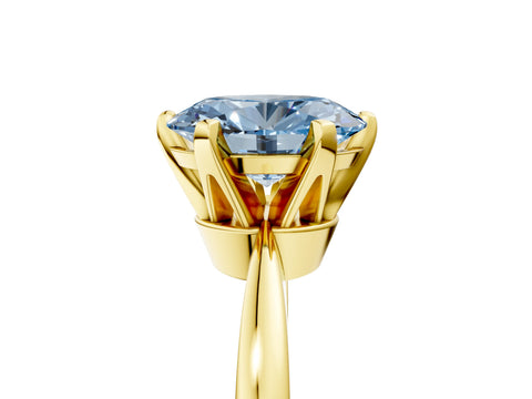Yellow gold Fancy Blue Oval Cut Solitaire Engagement Ring with Six-Prong Setting and Tapered Band_5