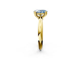 Yellow gold Fancy Blue Oval  Cut Solitaire Engagement Ring with Tapered Band and Four-Prong Setting 3