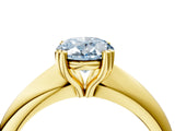 Yellow gold Fancy Blue Oval  Cut Solitaire Engagement Ring with Tapered Band and Four-Prong Setting 5