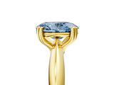 Yellow gold Fancy Blue Oval  Cut Solitaire Engagement Ring with Tapered Band and Four-Prong Setting