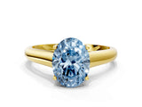Yellow gold Fancy Blue Oval Cut Solitaire Engagement Ring with Tapered Band and Four-Prong Setting_3