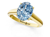 Yellow gold Fancy Blue Oval Cut Solitaire Engagement Ring with Tapered Band and Four-Prong Setting_4