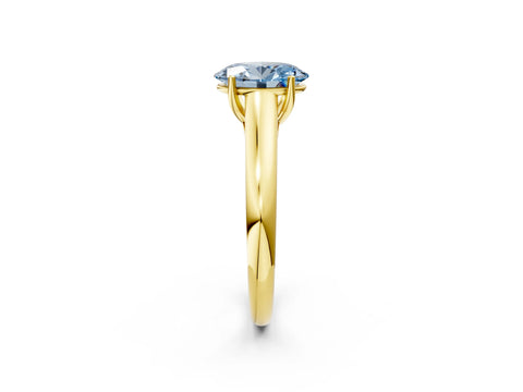 Yellow gold Fancy Blue Oval Cut Solitaire Engagement Ring with Tapered Band and Four-Prong Setting_5