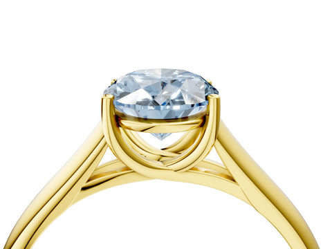 Yellow gold Fancy Blue Oval Cut Solitaire Engagement Ring with Tapered Band and Four-Prong Setting_7