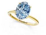 Yellow gold Fancy Blue Oval  Cut Solitaire Engagement Ring with Thin Band and Four-Prong Setting_4